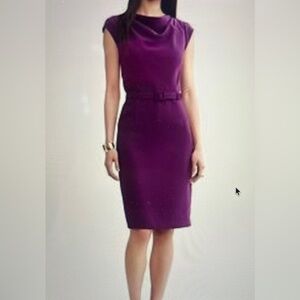 Banana Republic Purple Cowl Neck Sheath Dress Belted Size 2